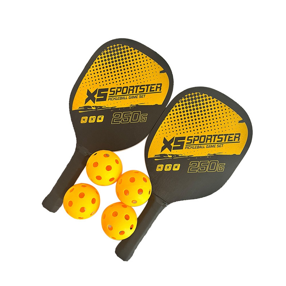 Sports Pickleball Paddle and 4 Balls Set with Carry Bag - Yellow
