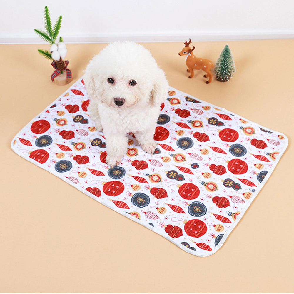 100x70cm Christmas Printed Reusable Pet Dog Training Pads Pee Mat Bed Mat Style1