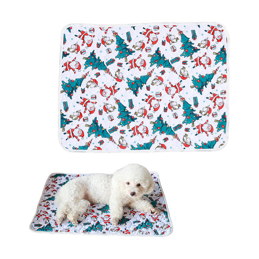 100x70cm Christmas Printed Reusable Pet Dog Training Pads Pee Mat Bed Mat Style2