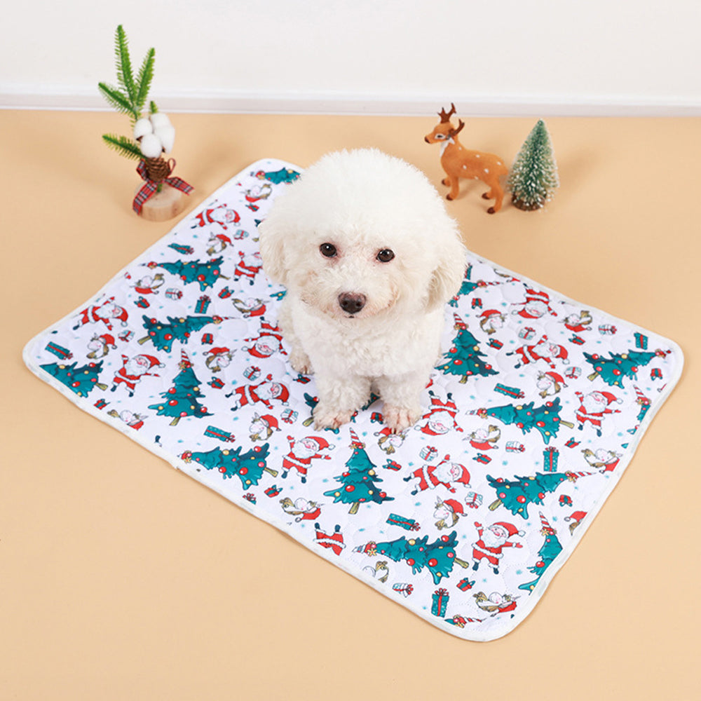 100x70cm Christmas Printed Reusable Pet Dog Training Pads Pee Mat Bed Mat Style2