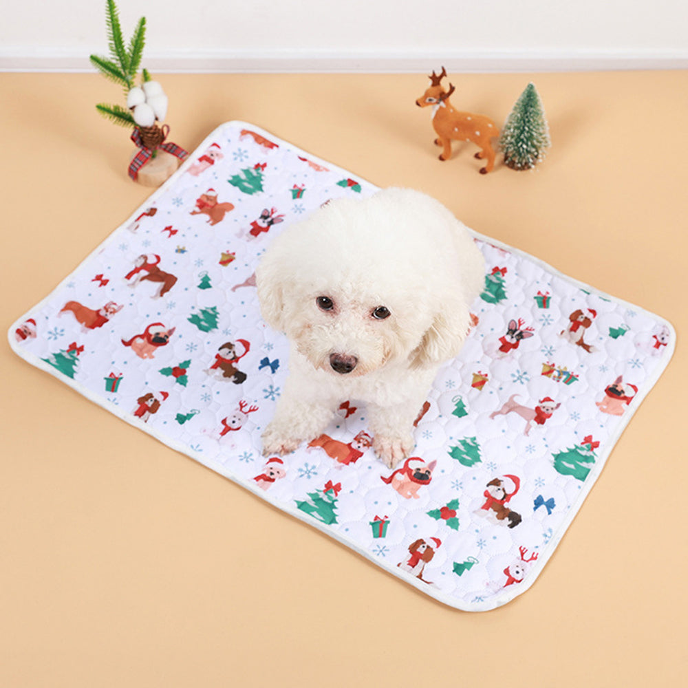 100x70cm Christmas Printed Reusable Pet Dog Training Pads Pee Mat Bed Mat Style4