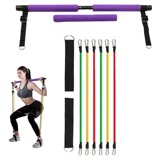 Portable Pilates Stretch Rope Gym Stick Set Yoga Exercise Bar Pilates Trainer Rope