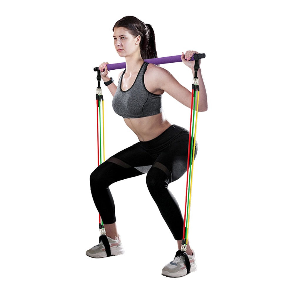 Portable Pilates Stretch Rope Gym Stick Set Yoga Exercise Bar Pilates Trainer Rope