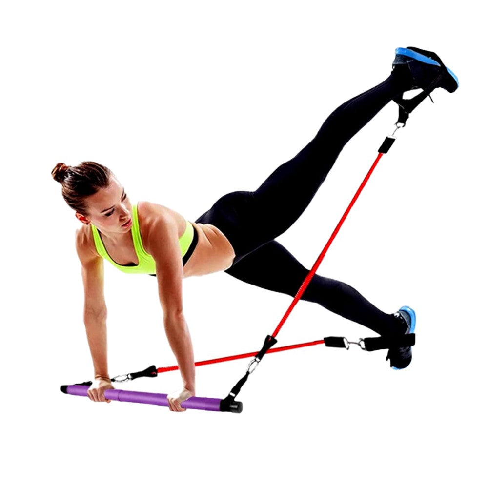 Portable Pilates Stretch Rope Gym Stick Set Yoga Exercise Bar Pilates Trainer Rope