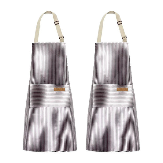 2Pcs Kitchen Cooking Aprons Gardening Aprons with 2 Pockets - Grey