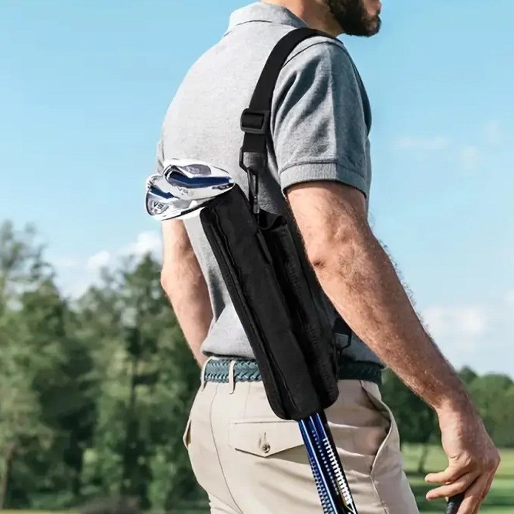 Portable Golf Club Bag Golf Accessories Bag with Adjustable Strap - Black