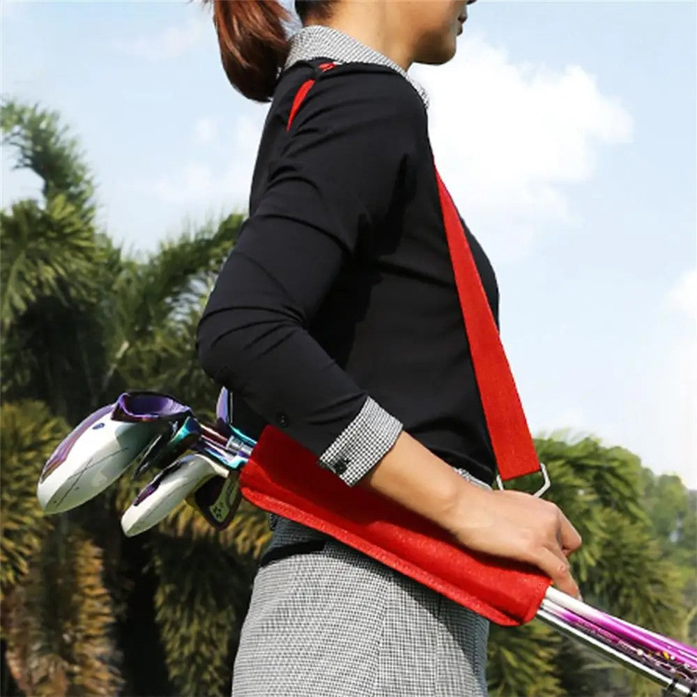 Portable Golf Club Bag Golf Accessories Bag with Adjustable Strap - Red