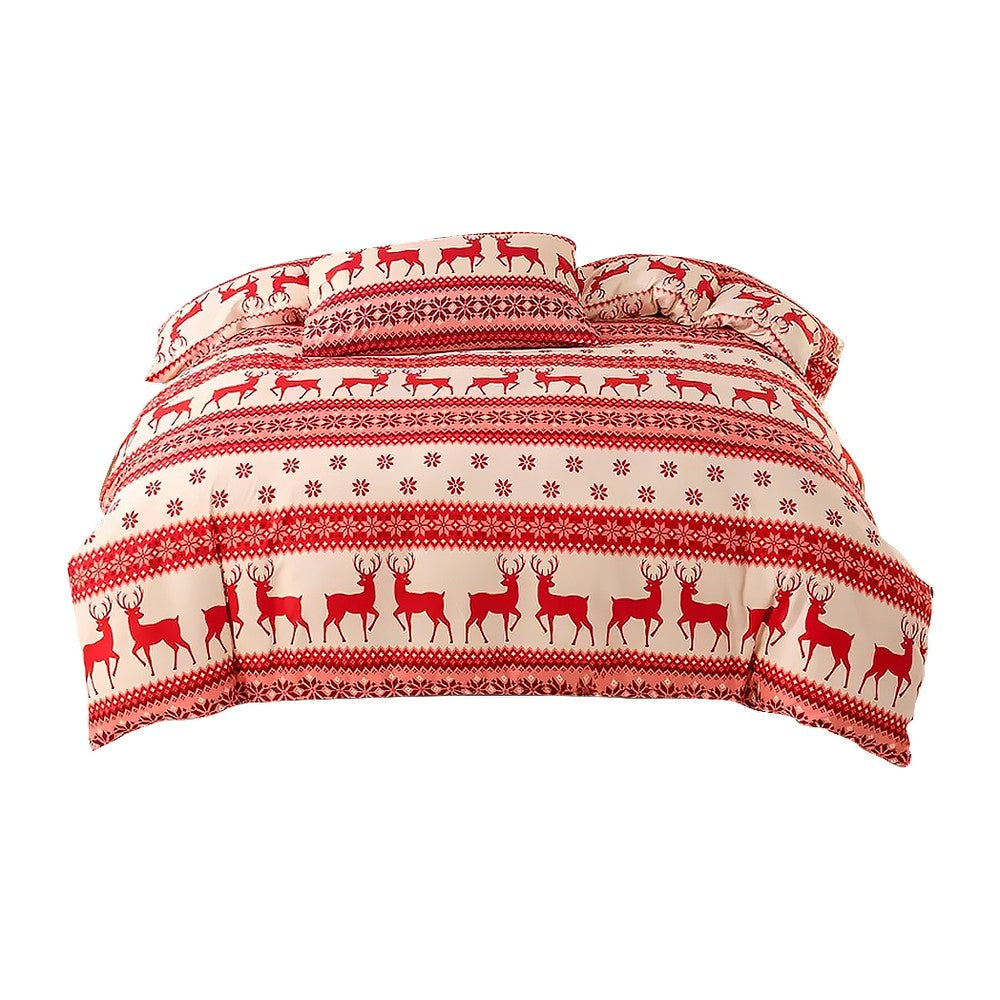 2Pcs Christmas Printed Bedding Set Single Quilt Cover Pillowcases Set Xmas Decor - Style 1