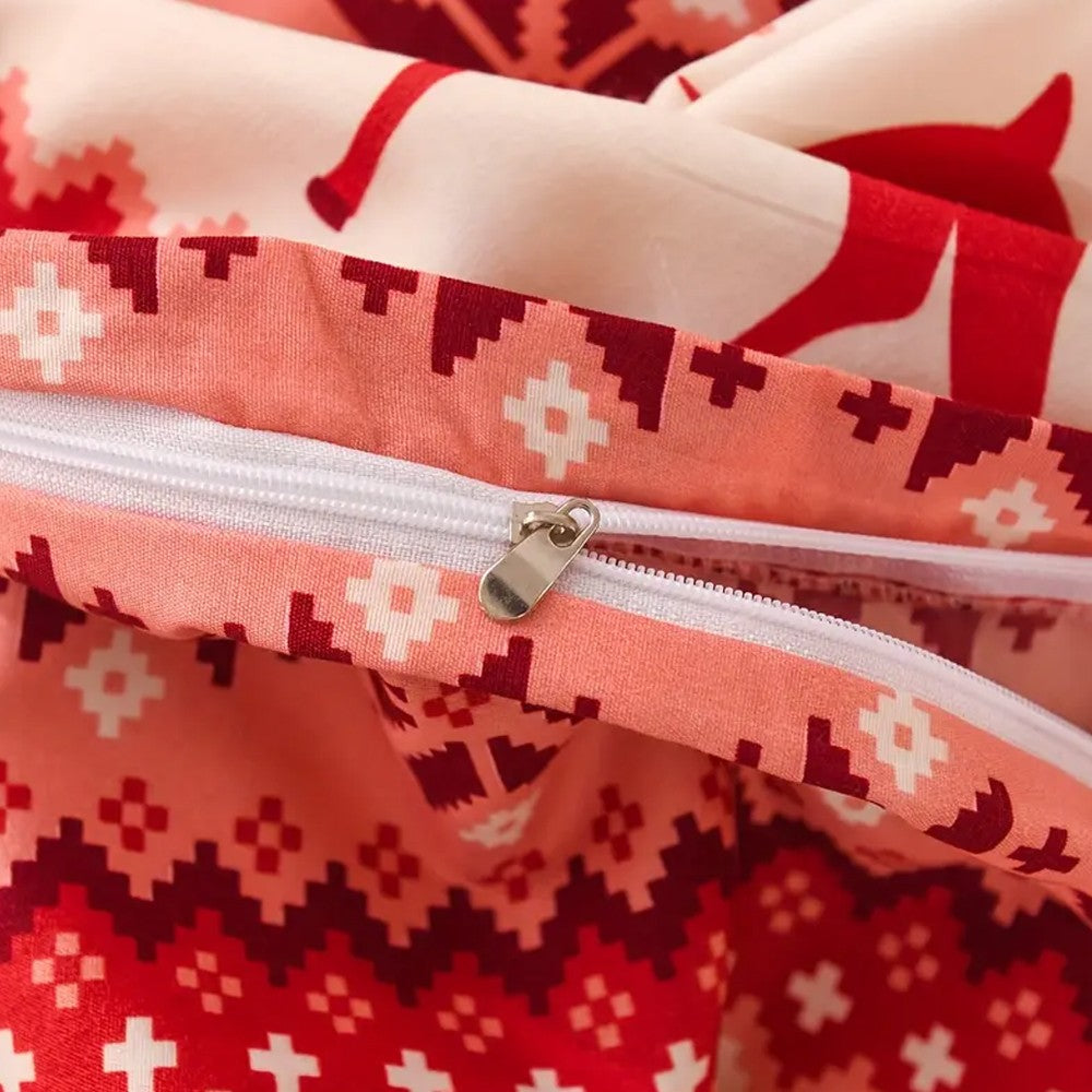 2Pcs Christmas Printed Bedding Set Single Quilt Cover Pillowcases Set Xmas Decor - Style 1