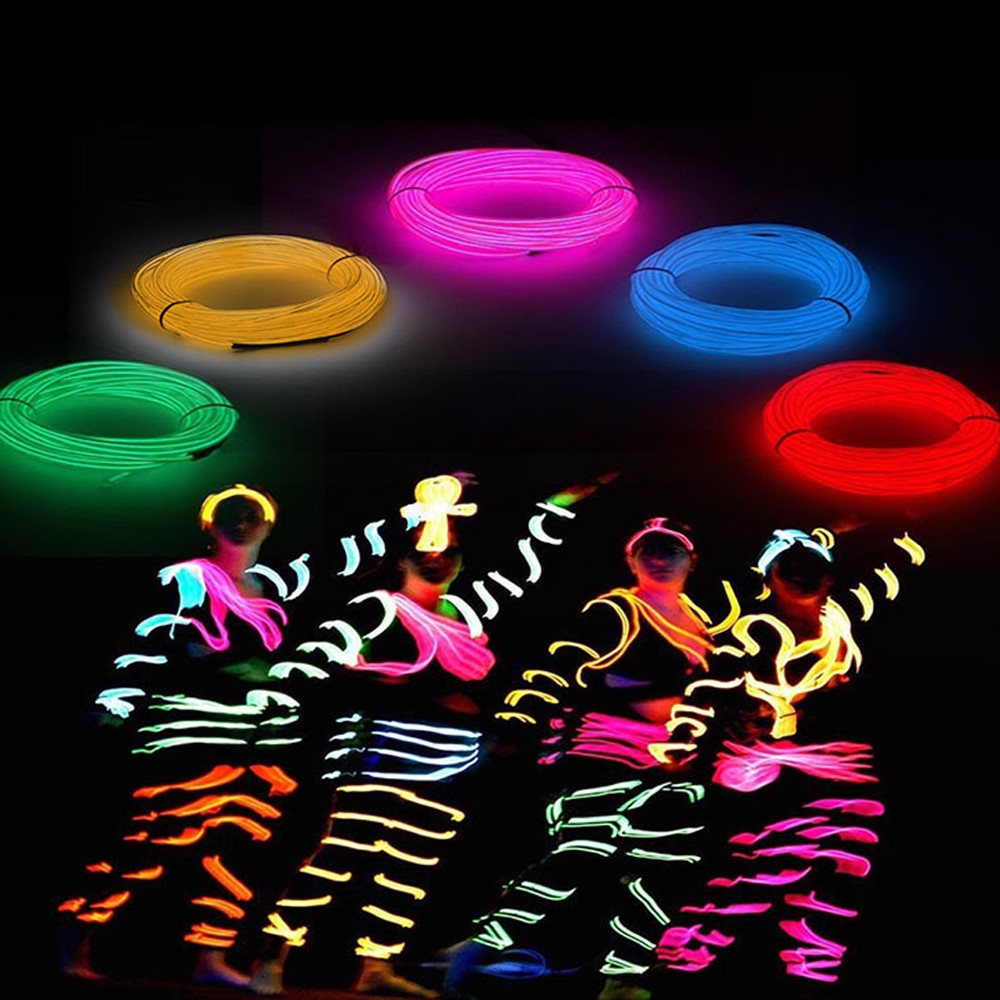 3M EL Wire Neon Glowing Light Strip for Halloween Christmas Party - Pink