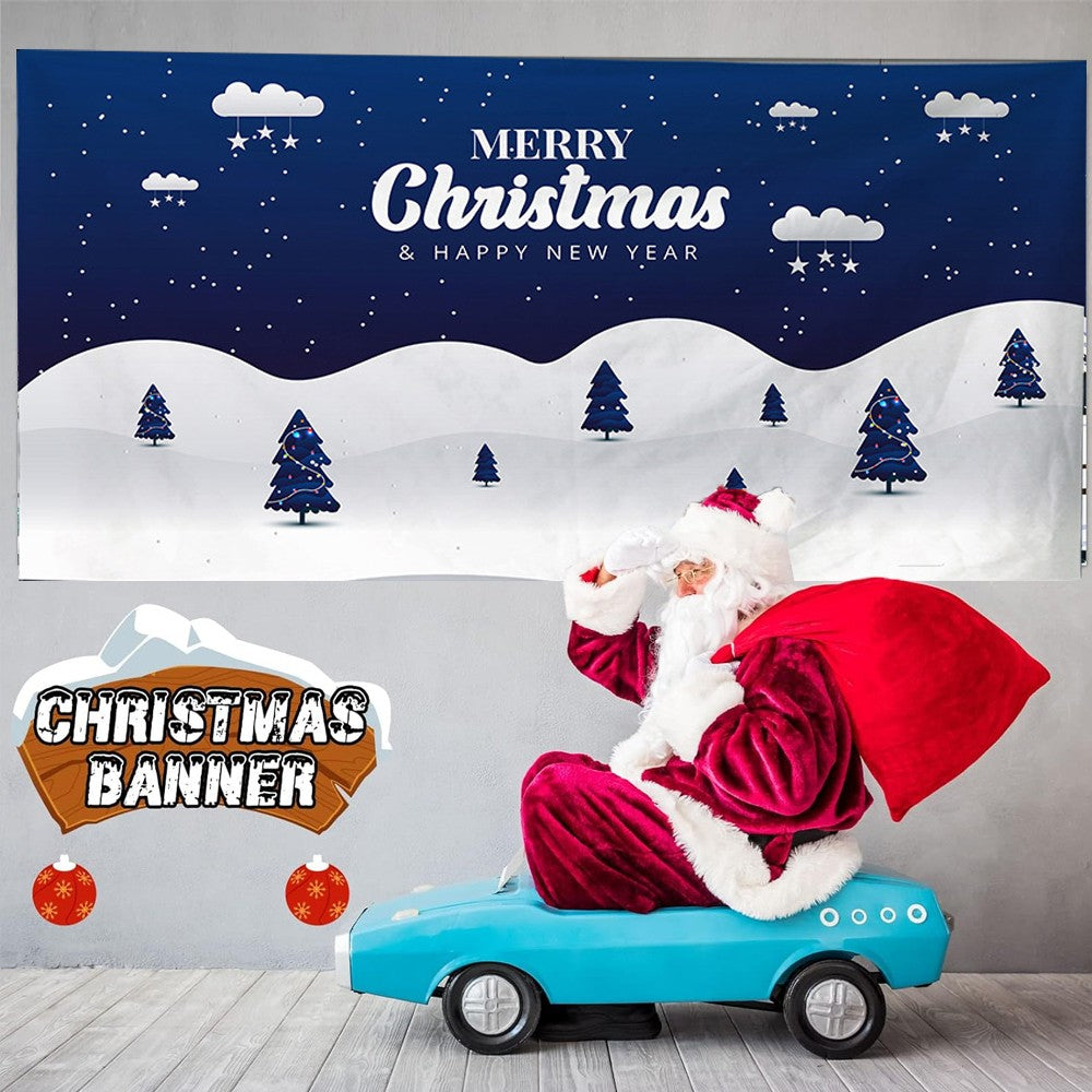 180x150cm Christmas Garage Door Banner Xmas Hanging Backdrop Decoration - Blue