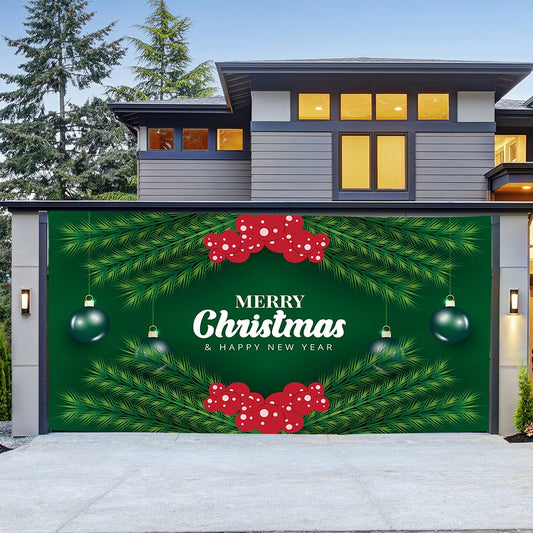 180x150cm Christmas Garage Door Banner Xmas Hanging Backdrop Decoration - Green