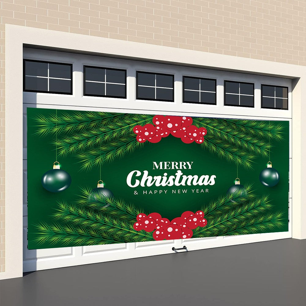 150x130cm Christmas Garage Door Banner Xmas Hanging Backdrop Decoration - Green