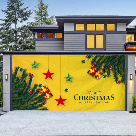 180x150cm Christmas Garage Door Banner Xmas Hanging Backdrop Decoration - Yellow
