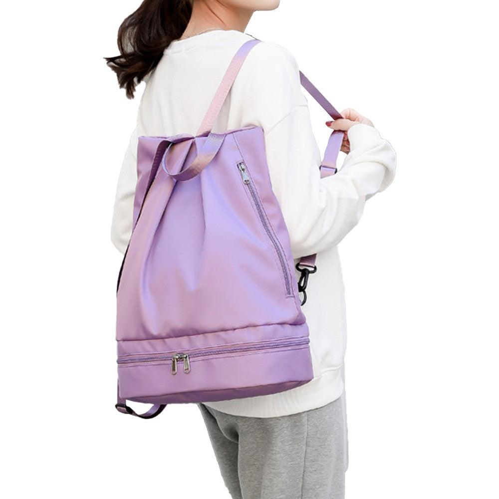 Travel Gym Backpack Dry and Wet Separation Sports Bag with Shoes Compartment - Purple