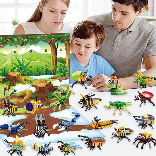 Christmas Advent Calendar Insects Series Building Blocks Toy Countdown Calendar