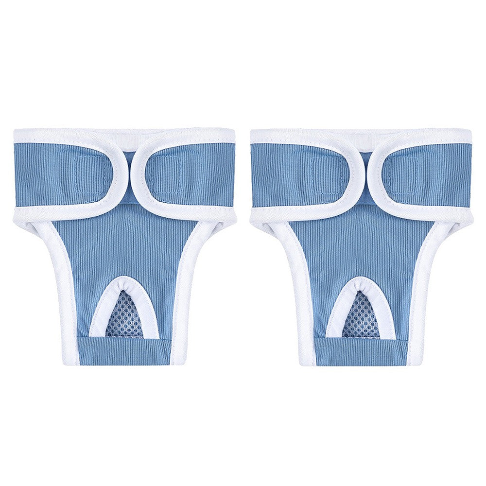 2Pcs Reusable Female Dog Nappy Diapers Hygiene Pants Sanitary Pants - Blue 2XL
