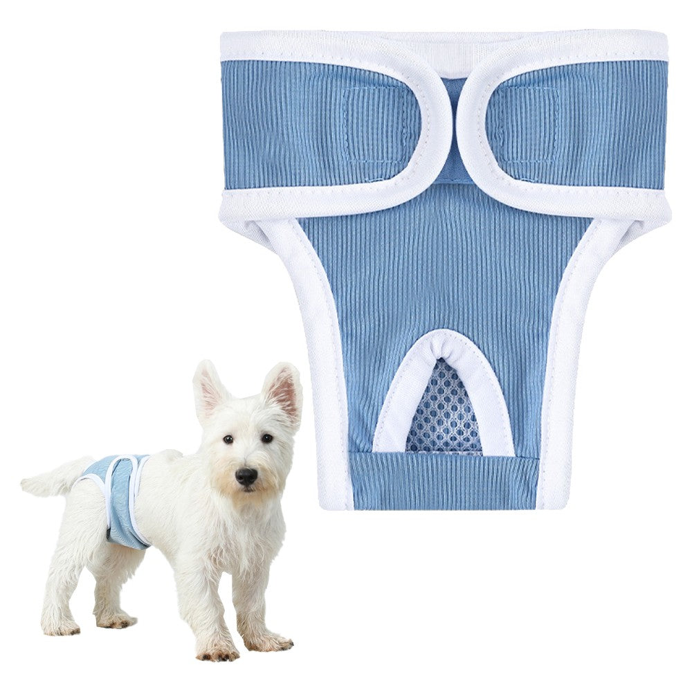 2Pcs Reusable Female Dog Nappy Diapers Hygiene Pants Sanitary Pants - Blue XL