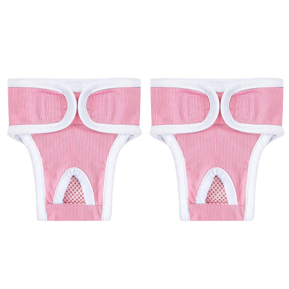 2Pcs Reusable Female Dog Nappy Diapers Hygiene Pants Sanitary Pants - Pink L
