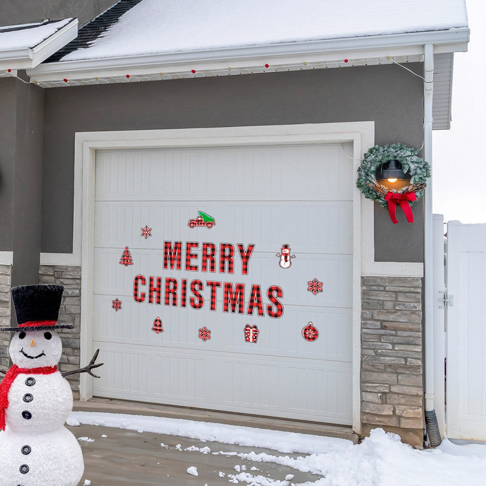 1 Set of 24-Piece Magnetic Christmas Garage Door Decal Xmas Garage Door Decor