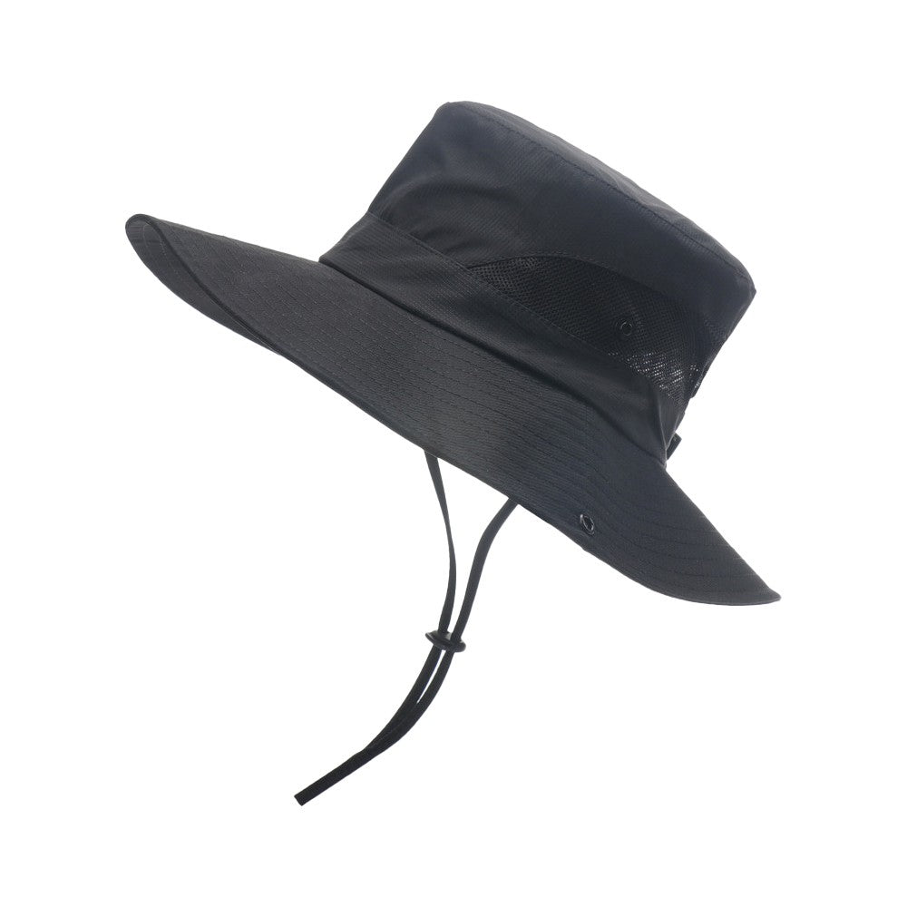 Wide Brim Bucket Hat Sun Hat Breathable Hiking Hat Fisherman Hat - Black