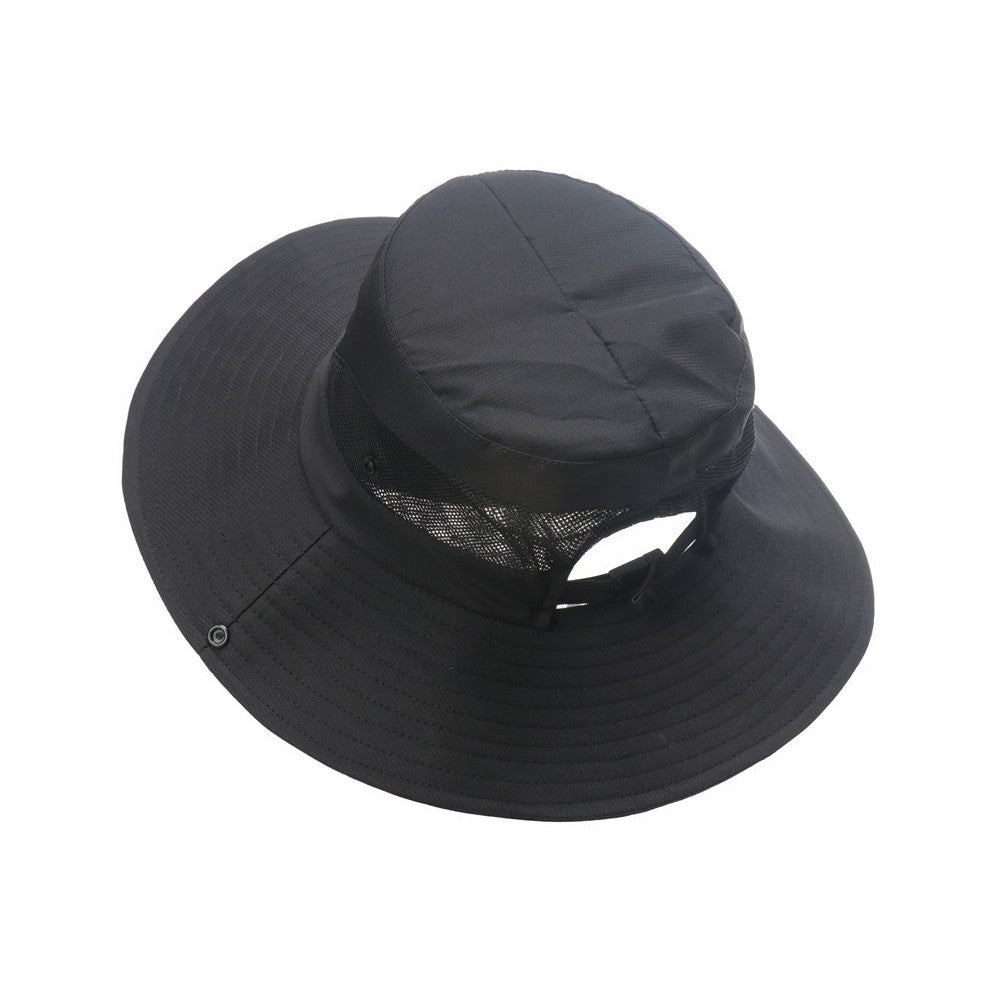 Wide Brim Bucket Hat Sun Hat Breathable Hiking Hat Fisherman Hat - Black