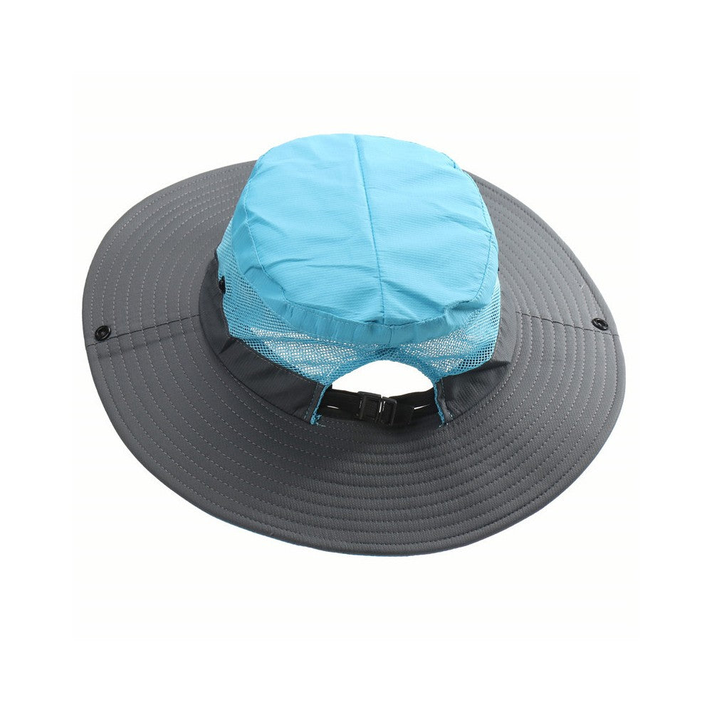 Wide Brim Bucket Hat Sun Hat Breathable Hiking Hat Fisherman Hat - Blue