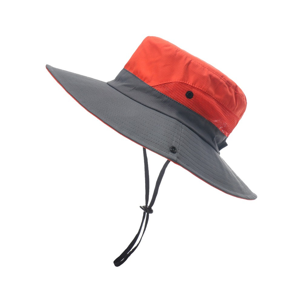 Wide Brim Bucket Hat Sun Hat Breathable Hiking Hat Fisherman Hat - Orange