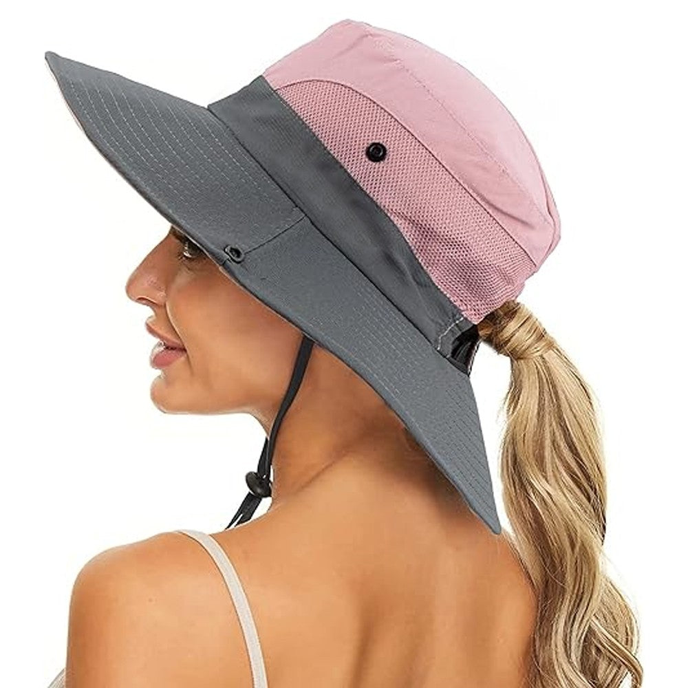 Wide Brim Bucket Hat Sun Hat Breathable Hiking Hat Fisherman Hat - Pink
