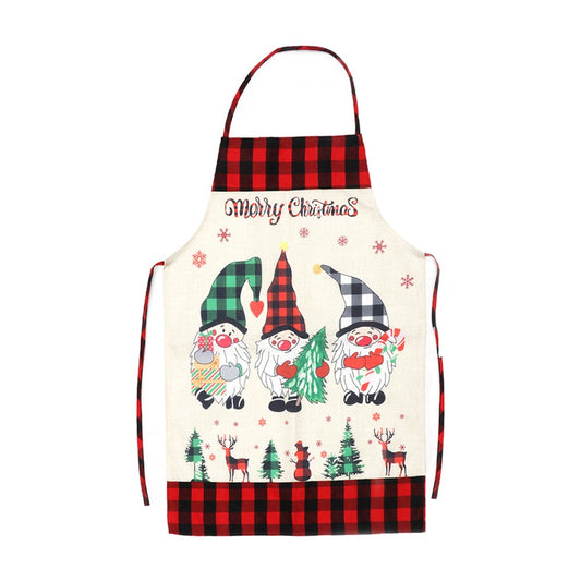 Christmas Printed Apron Sleeveless Kitchen Cooking Apron Baking Apron - Style 1