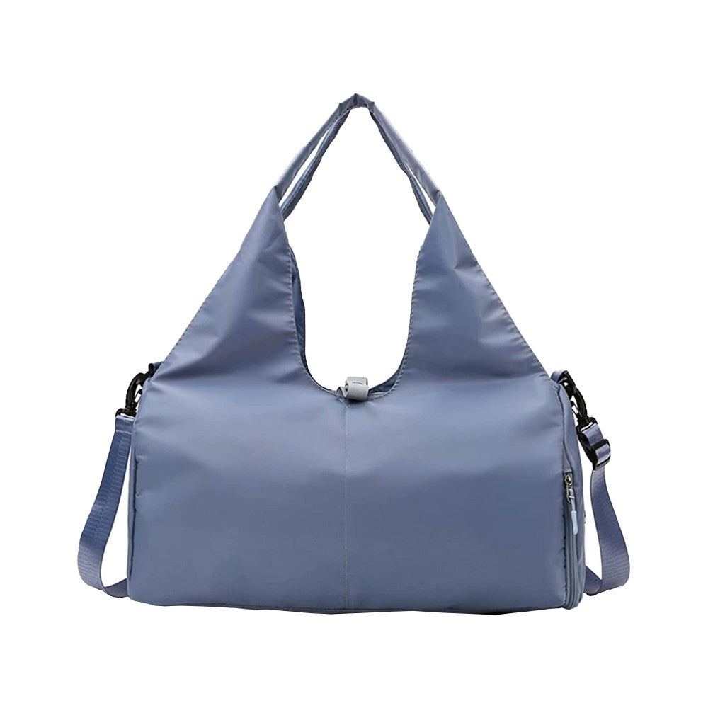 Gym Tote Bag Travel Duffel Bag with Shoe Compartment and Yoga Mat Holder - Blue