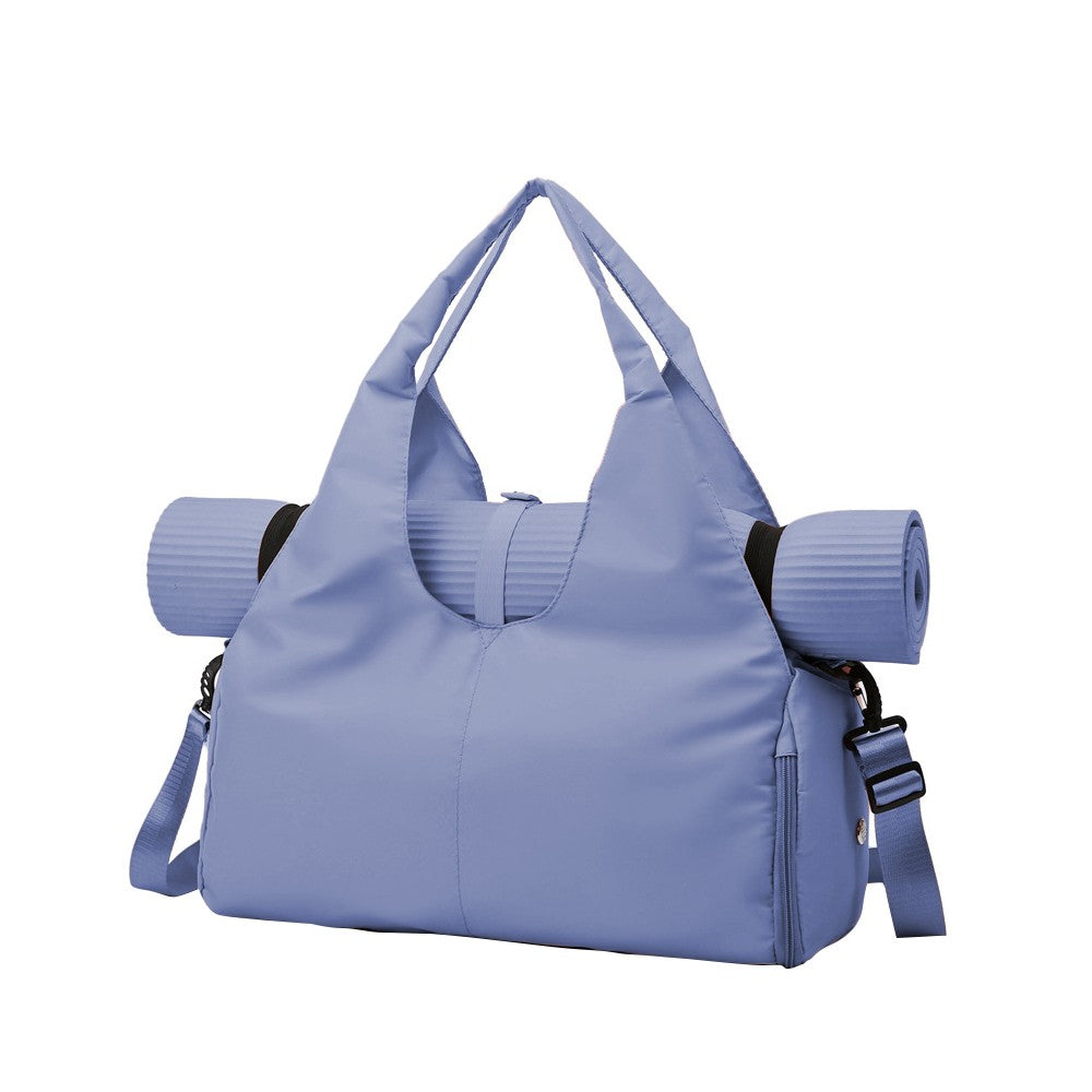 Gym Tote Bag Travel Duffel Bag with Shoe Compartment and Yoga Mat Holder - Blue