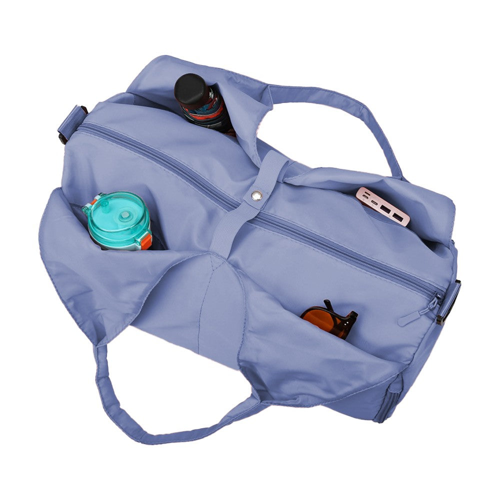 Gym Tote Bag Travel Duffel Bag with Shoe Compartment and Yoga Mat Holder - Blue