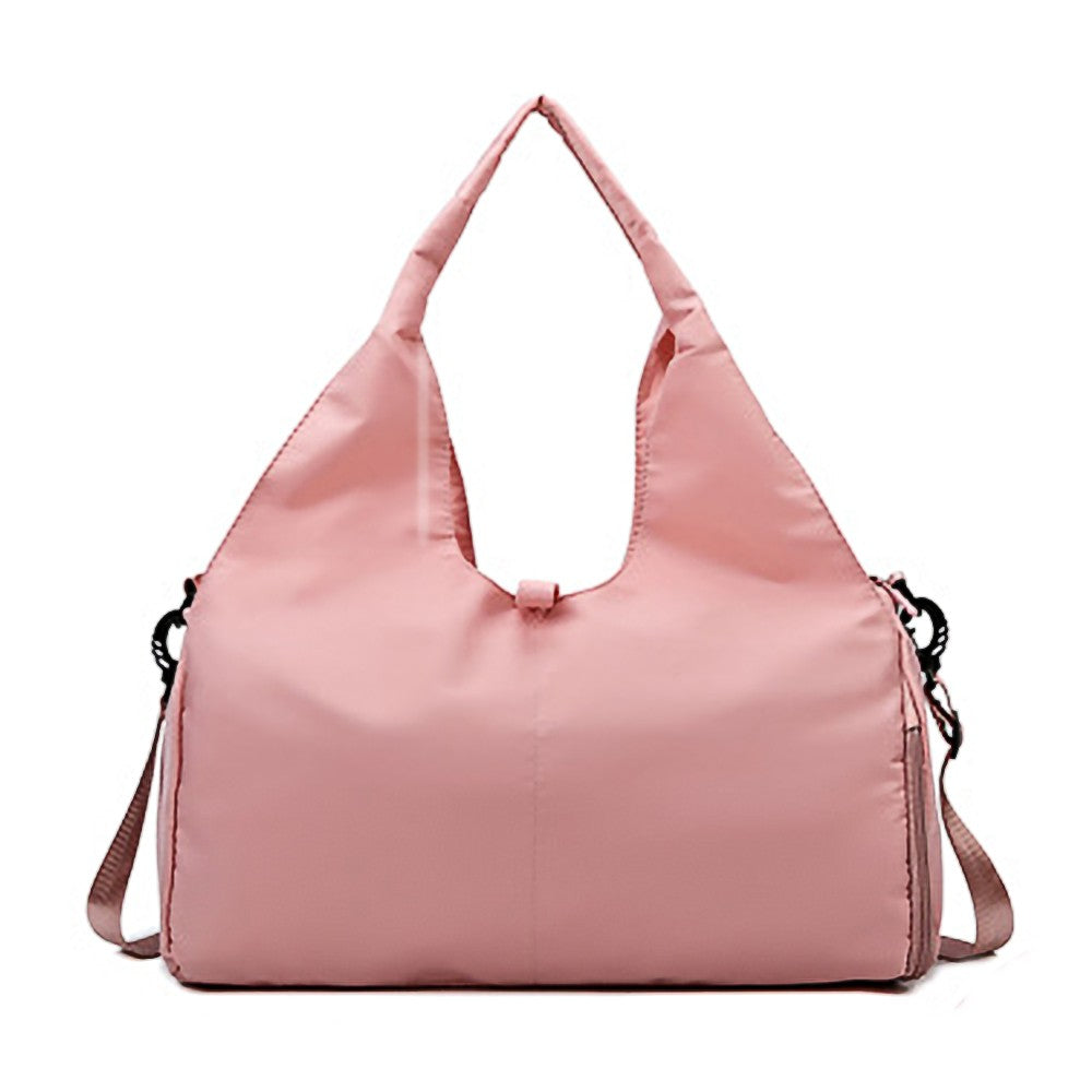 Gym Tote Bag Travel Duffel Bag with Shoe Compartment and Yoga Mat Holder - Pink