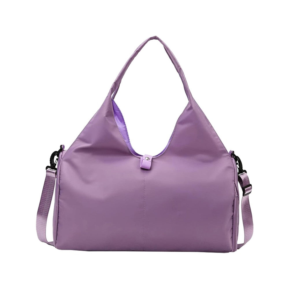 Gym Tote Bag Travel Duffel Bag with Shoe Compartment and Yoga Mat Holder - Purple