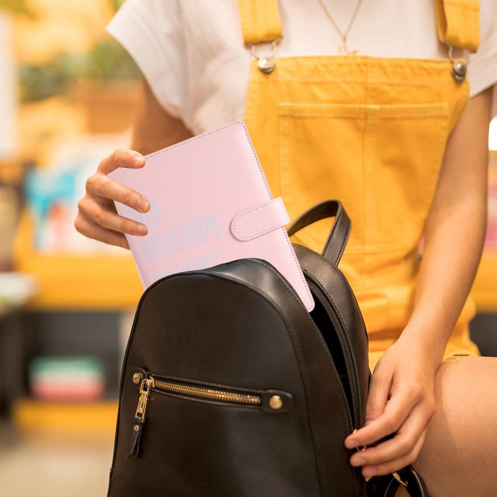 100 Envelope Challenge Binder Budget Planner Savings Book with 200 Slot - Pink