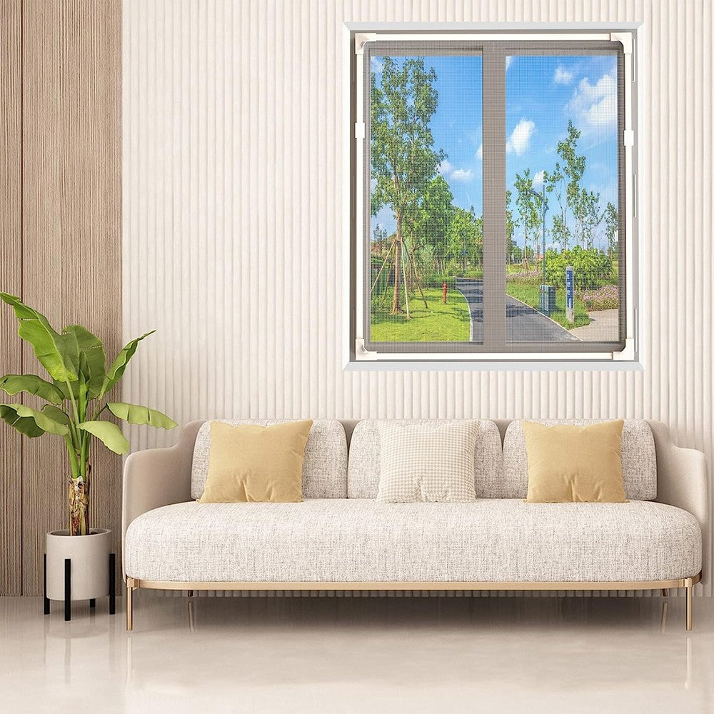 60x100cm Adjustable DIY Magnetic Window Screen with White PE Strip