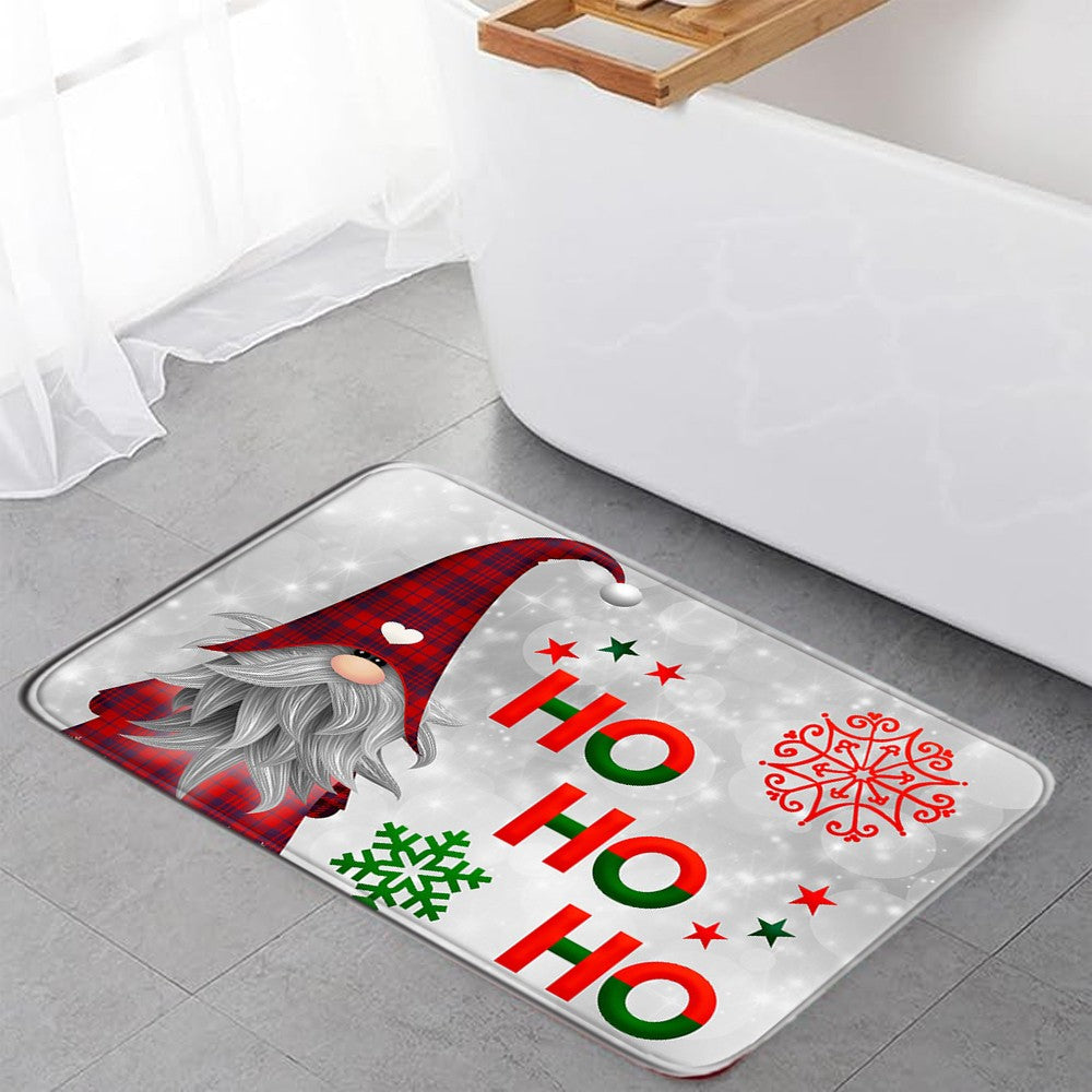 3-Piece Christmas Bath Mat Set Non-Slip Toilet Lid Cover Toilet Mat - Style 1