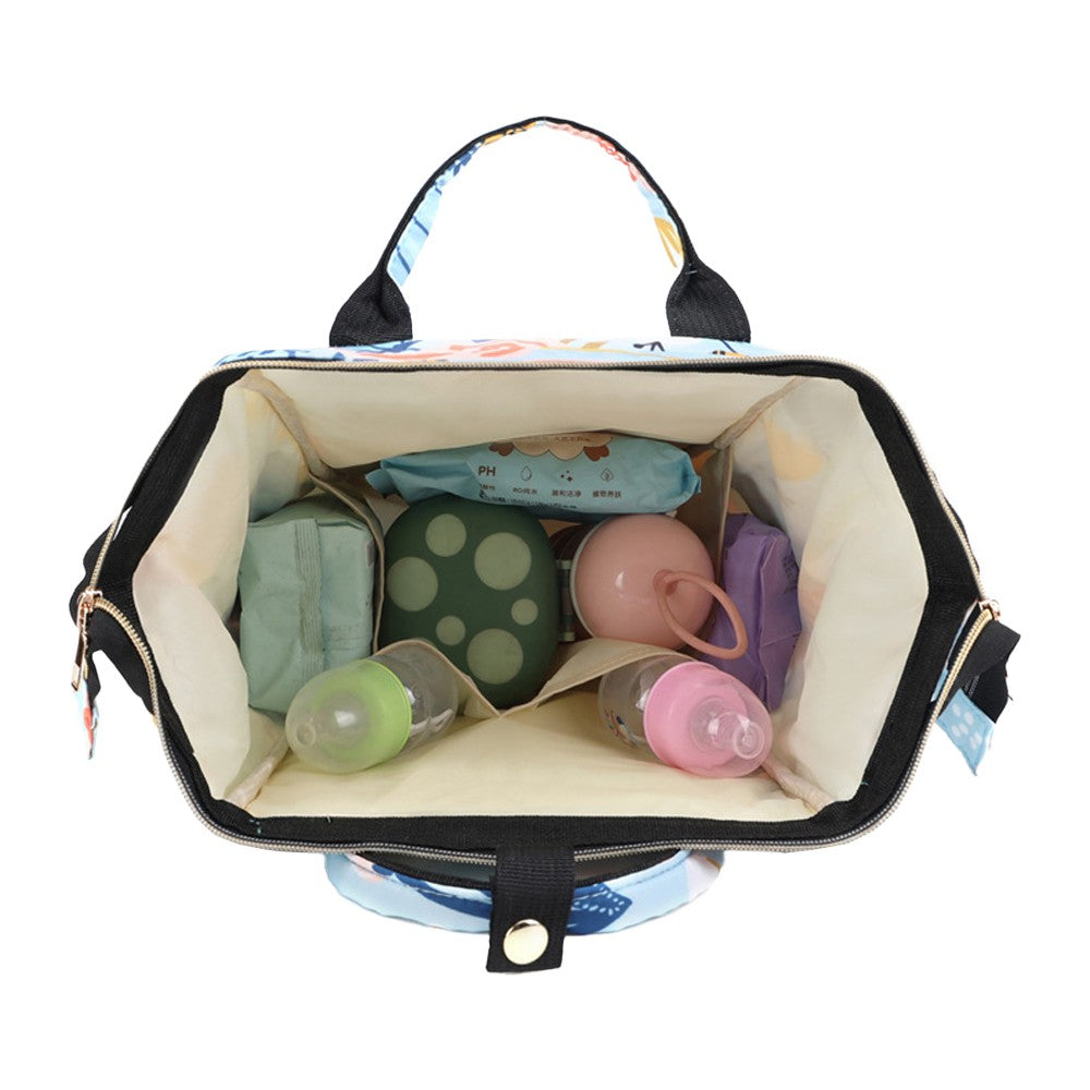 Large Capacity Mommy Bag Baby Diaper Bag Backpack Maternity Bag - Blue Flower