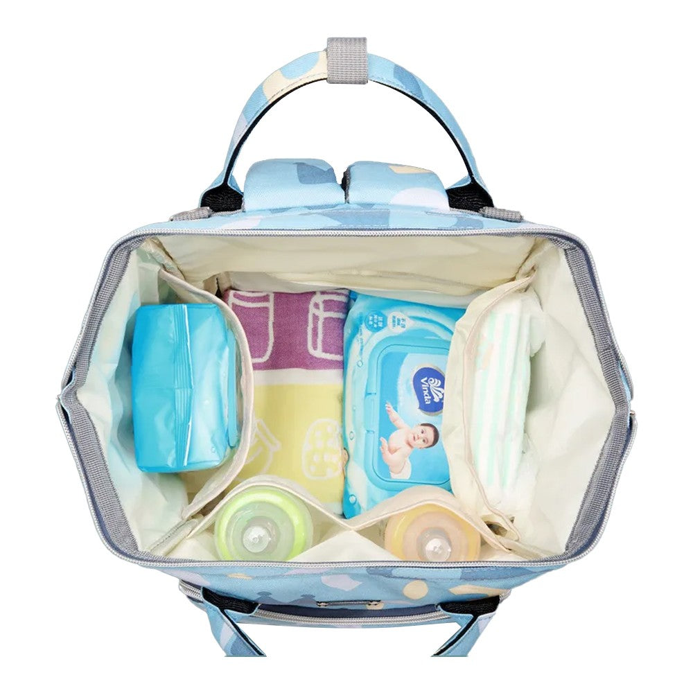 Large Capacity Mommy Bag Baby Diaper Bag Backpack Maternity Bag - Blue Crown