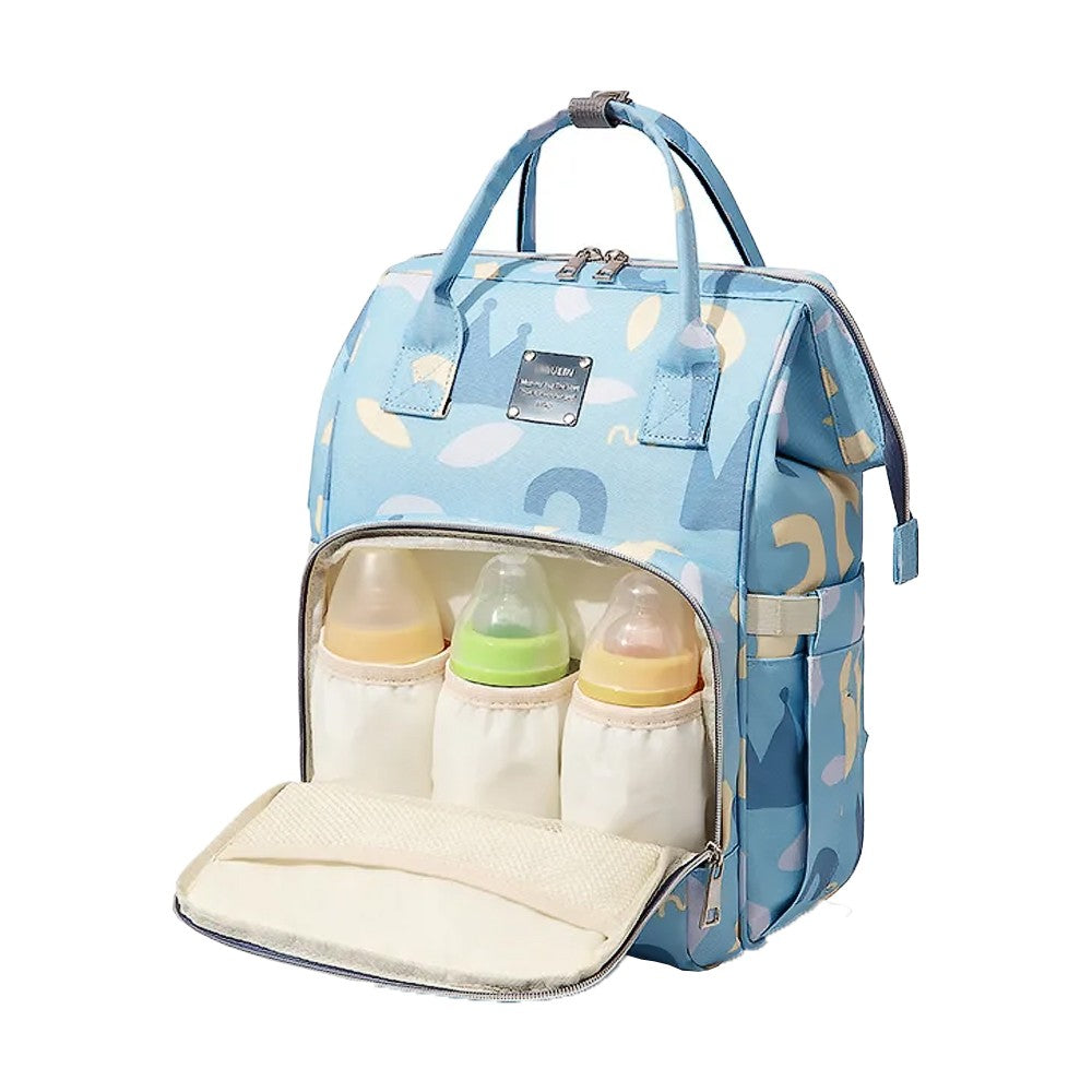 Large Capacity Mommy Bag Baby Diaper Bag Backpack Maternity Bag - Blue Crown