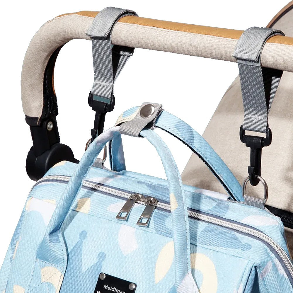 Large Capacity Mommy Bag Baby Diaper Bag Backpack Maternity Bag - Blue Crown