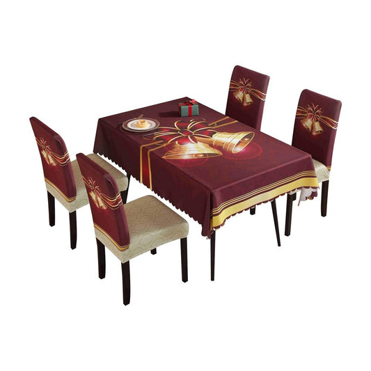 Christmas Tablecloth and Dining Chair Cover Set Xmas Dining Room Decor - Style 4