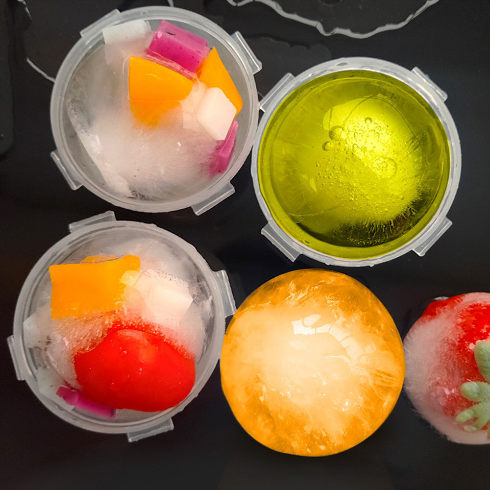 4Pcs Ice Ball Makers Large Round Ice Cube Moulds with Small Funnel