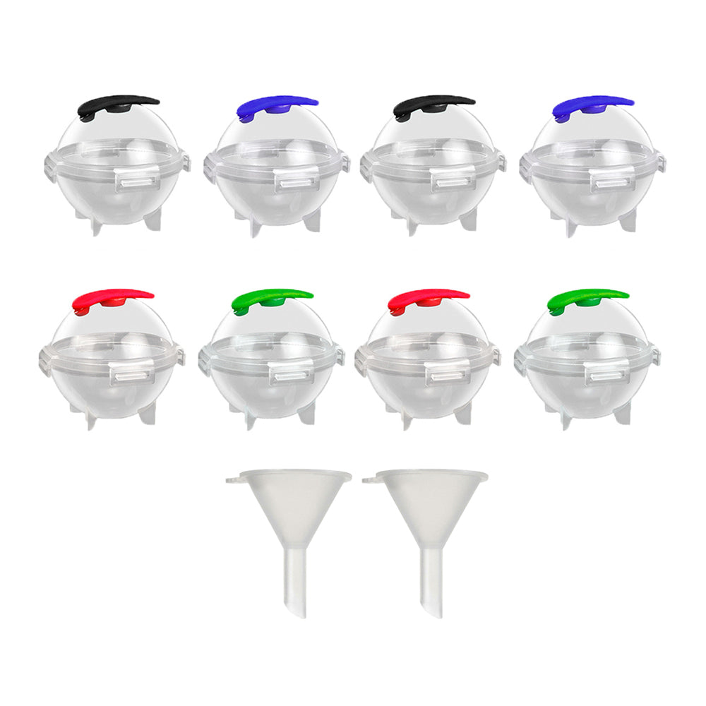 8Pcs Ice Ball Makers Large Round Ice Cube Moulds with Small Funnel