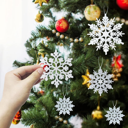 36Pcs Christmas Snowflakes Decorations Set Xmas Tree Hanging Ornaments - Silver