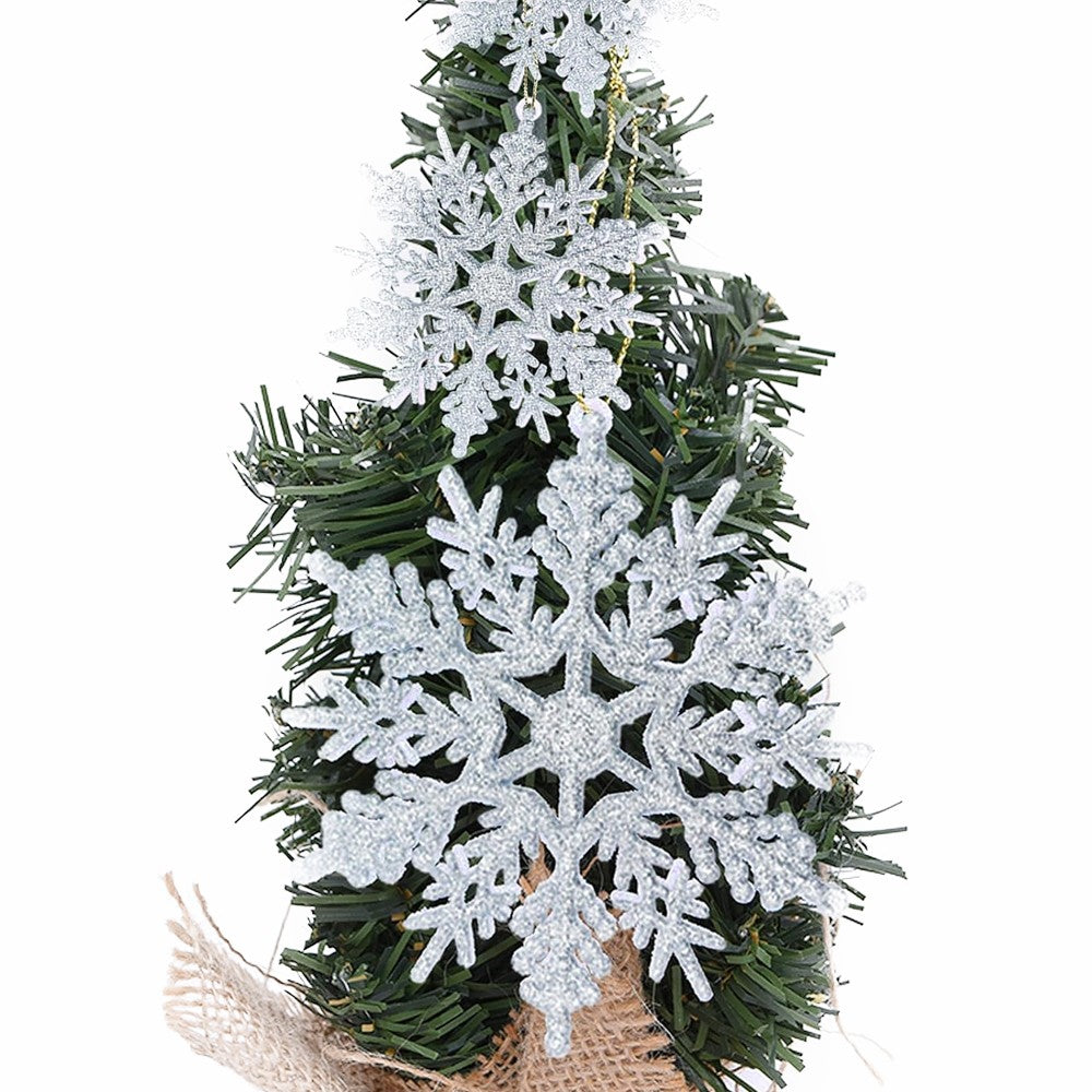 36Pcs Christmas Snowflakes Decorations Set Xmas Tree Hanging Ornaments - Silver