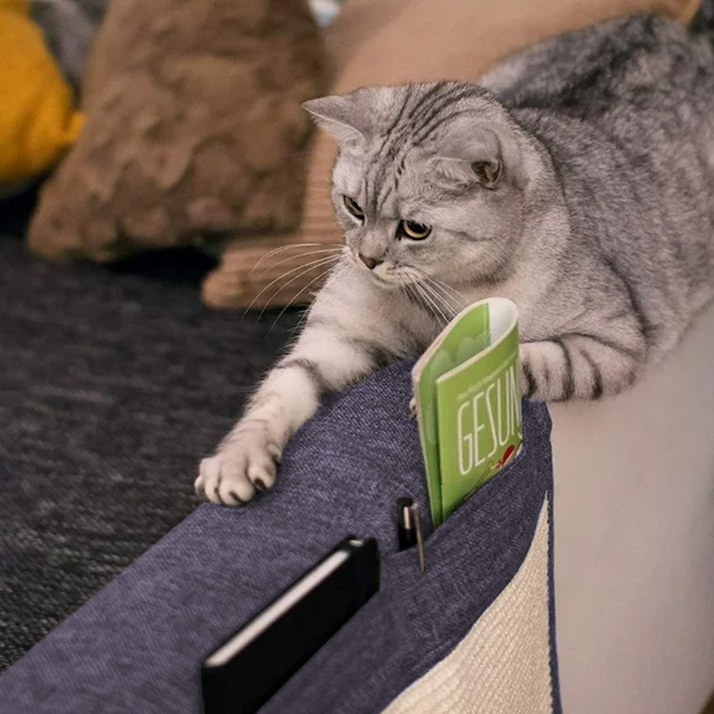 120x40cm Cats Cat Scratch Pad Cat Scratching Sofa Armrest Protector with Pockets