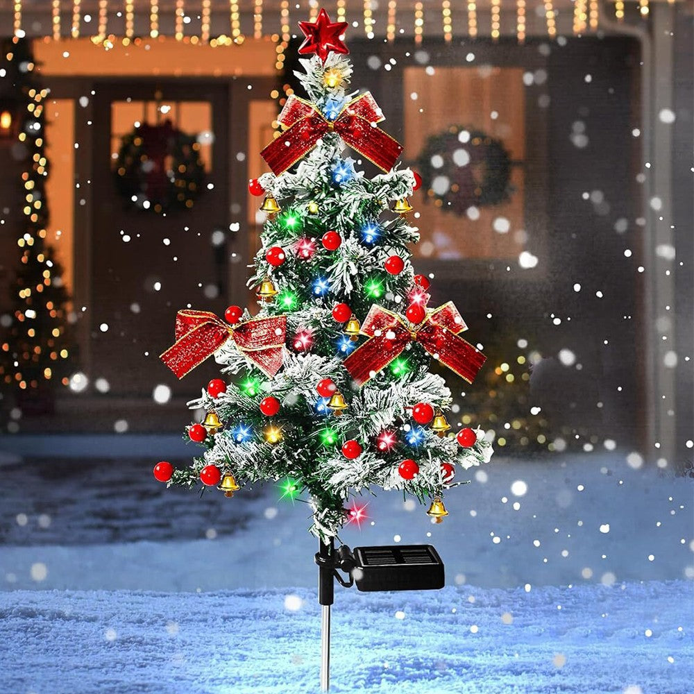 2Pcs Solar Christmas Tree Lights Outdoor Yard Stake Decorative Lights