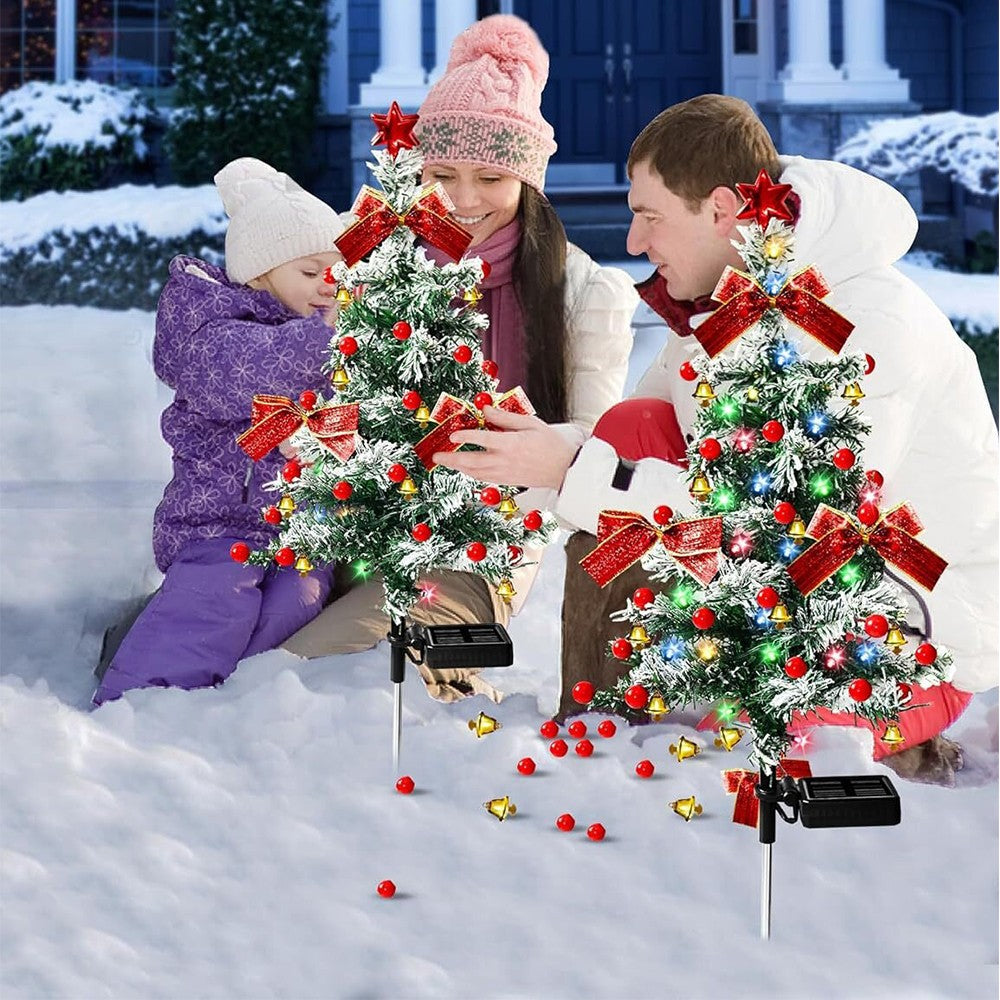2Pcs Solar Christmas Tree Lights Outdoor Yard Stake Decorative Lights